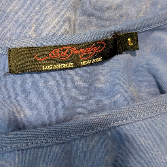 Ed Hardy Geisha Print Dress with Cut-Out Chain Sleeves Large - Picture 11 of 14